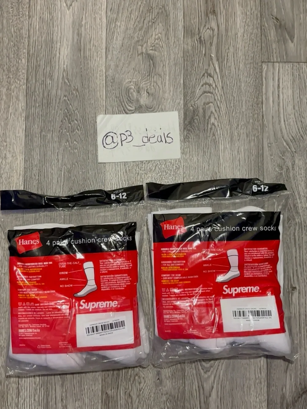 Supreme White Crew Athletic Socks with Red Logo - Pack of 4